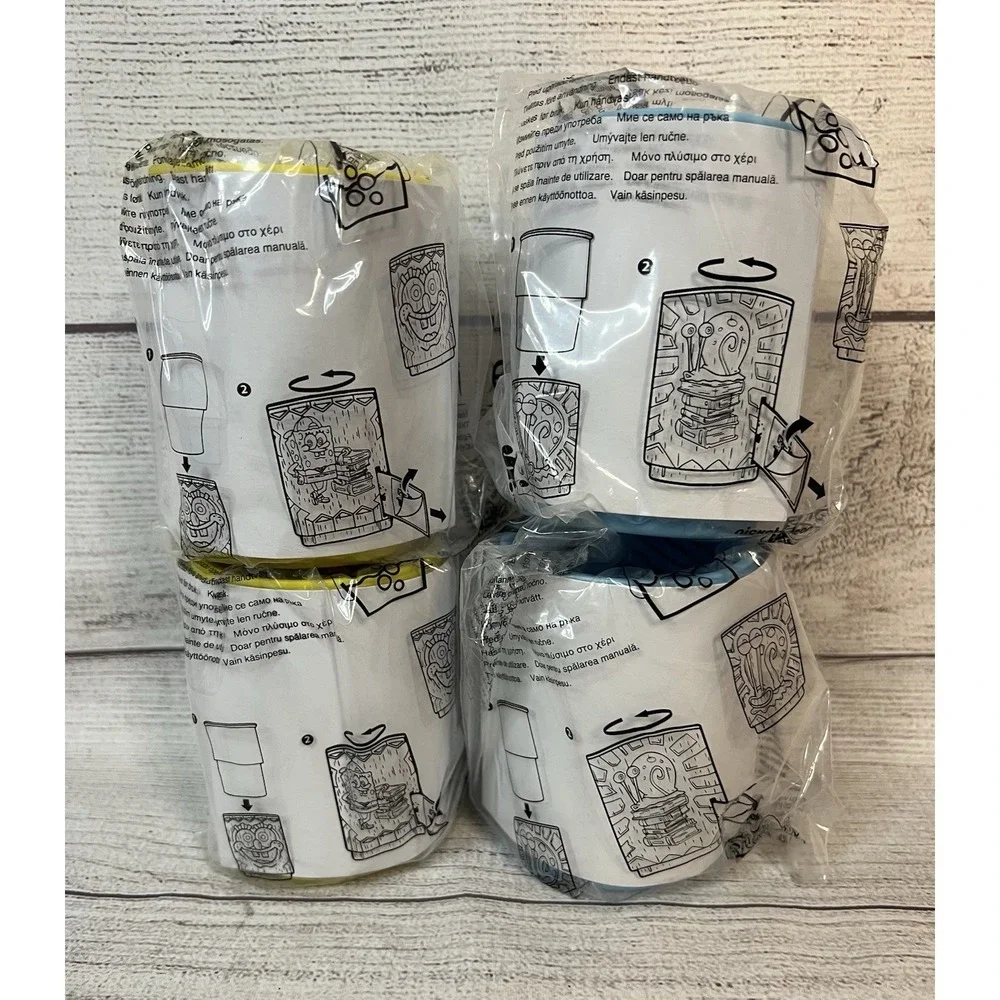 NWT Burger King SpongeBob And Gary Cups with Stickers Unopened - Picture 1 of 4